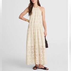 Madewell Embroidered Drop-Waist Maxi Dress Floral Eyelet Size Medium NWT